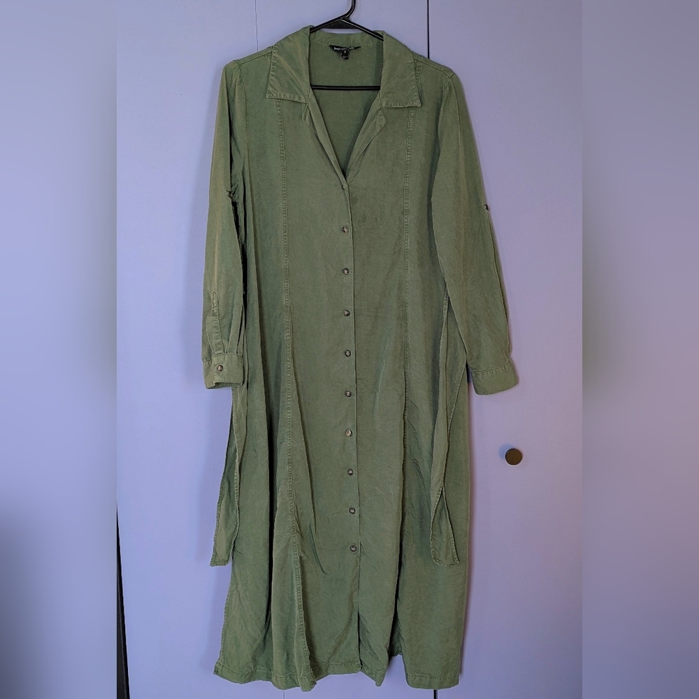 Isabella Oliver Kelsey Maternity & Nursing Dress, Olive Green Midi Shirt Dress - Picture 8 of 14